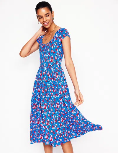 Boden Samantha Scoop Jersey Dresscerulean Blue, Painterly Posy Women