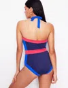 Boden Santorini Halterneck Swimsuitnavy/ Coral Punch Pink/ Blue Women  In Blue