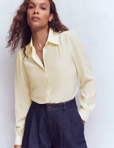 Boden Sara Silk Shirt Ivory  In Transparent