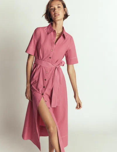 Boden Sarah Midi-hemdblusenkleid Aus Baumwolle In Rosa | Grösse 44 In Pink