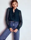 Boden Sasha Devore Velvet Top Navy Spot  In Blue
