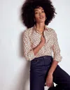 Boden Saskia Stretch Cotton Shirt Cognac, Painted Dot Women  In Brown