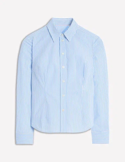 Boden Saskia Stretch Cotton Shirt Forget Me Not, Ivory Stripe Women  In Forget Me Not/ Ivory Stripe