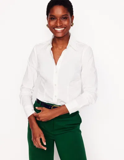 Boden Saskia Stretch Cotton Shirtwhite Women  In White