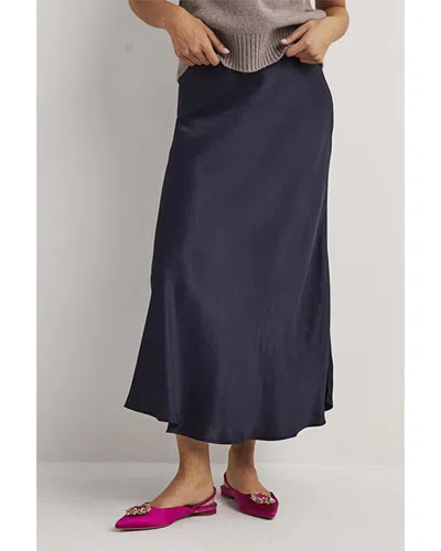 Boden Satin Bias-cut Midi Skirt In Blue