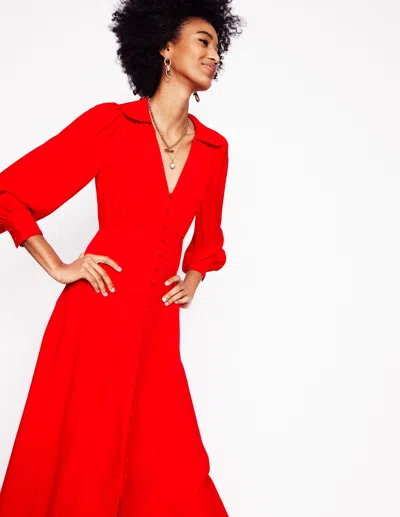 Boden Scalloped Collar Tea Dresspoppy Red Women  In Poppy Red