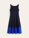 BODEN SCARLET OTTOMAN PONTE DRESS NAVY AND SURF THE WEB WOMEN BODEN