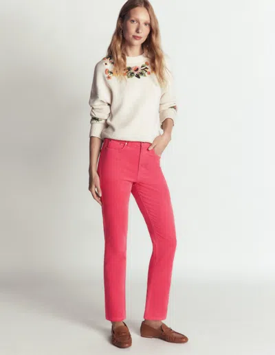 Boden High Waist Corduroy Slim Straight Leg Jeans In Pink