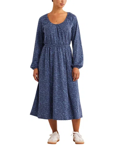 Boden Scoop Neck Jersey Midi Dress In Riviera Blue, Bloom Cluster