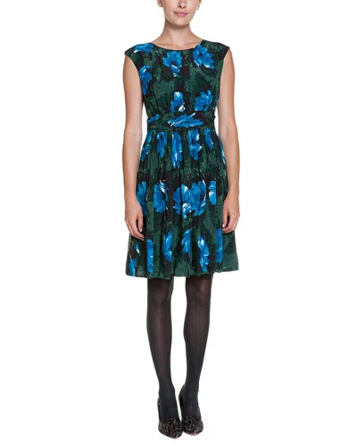 Boden Selina Green Floral Print Ruched Midi Dress In Black