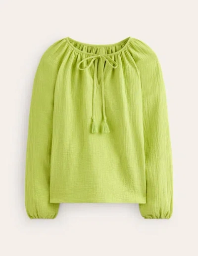 Boden Serena Doublecloth Blouse Bright Chartreuse Women