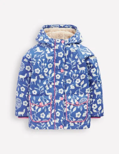 Boden Kids' Anorak Mit Sherpa-futter-blauhäher Wald In Blue