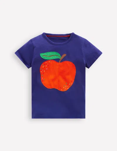 Boden Kids' T-shirt Mit Applikation-steuerbordblau Apfel In Blue