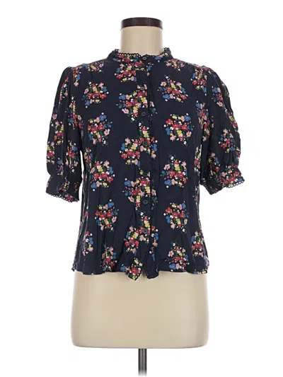 Pre-owned Boden Short Sleeve Blouse In Blue