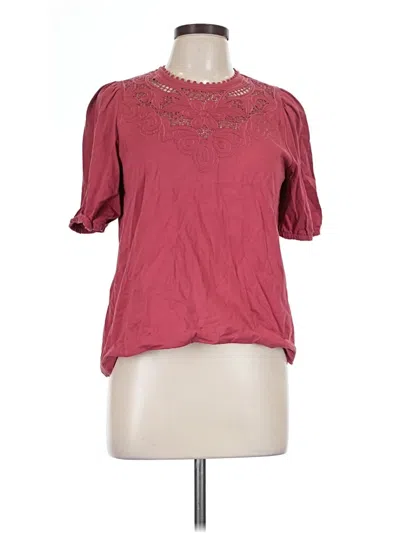 Pre-owned Boden Short Sleeve Blouse In Burgundy