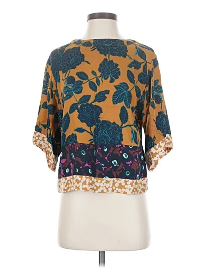 Pre-owned Boden Short Sleeve Blouse In Gold