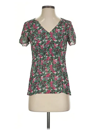 Pre-owned Boden Short Sleeve Blouse In Green
