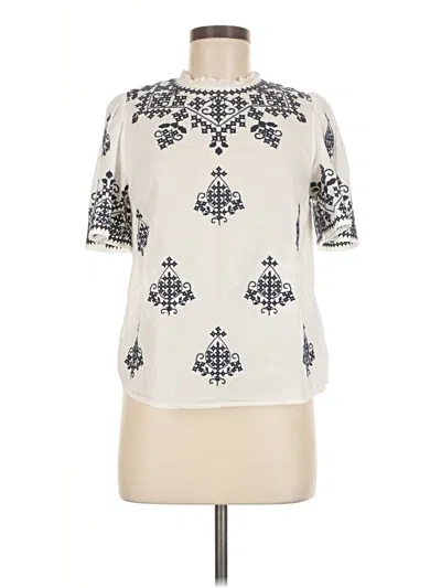 Pre-owned Boden Short Sleeve Blouse In White