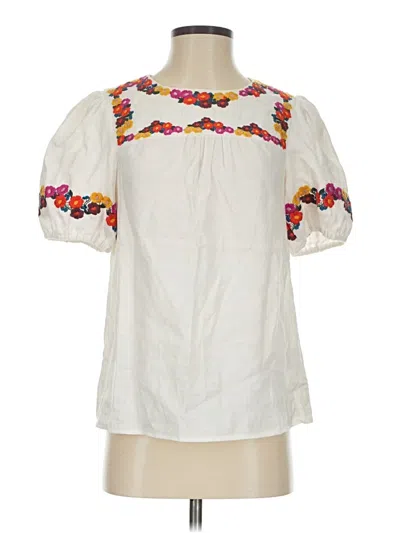 Pre-owned Boden Short Sleeve Blouse In White