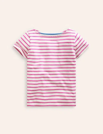 Boden Kids' Short Sleeve Breton Tickled Pink/ Ivory Girls