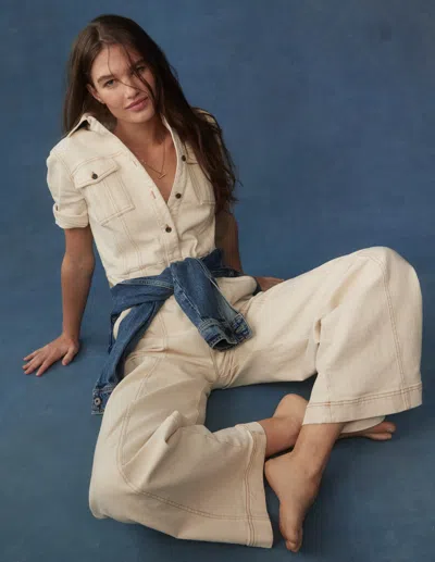 Boden Short Sleeve Denim Jumpsuit-ecru Female