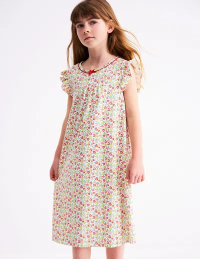 Boden Kids' Short Sleeve Nightie Multi Summer Flowerbed Girls
