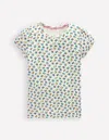 Boden Short Sleeve Pointelle Top-soft Ivory Ditsy Floral Female  In Multi