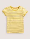Boden Short Sleeve Pointelle Top Daffodil Yellow/soft Ivory Girls  In Daffodil Yellow/soft Ivory