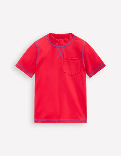 Boden Kids' Short Sleeve Rash Vest Poppy Red Boys