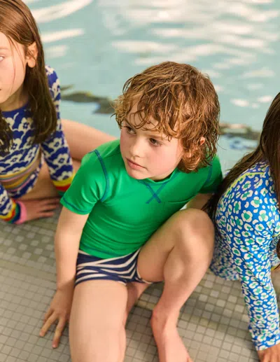 Boden Kids' Short Sleeve Rash Vest Sapling Green Boys