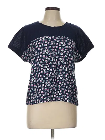 Pre-owned Boden Short Sleeve Top Blue Floral Pattern Crew Neck Tops