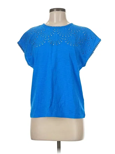 Pre-owned Boden Short Sleeve Top Blue Keyhole Neckline Tops