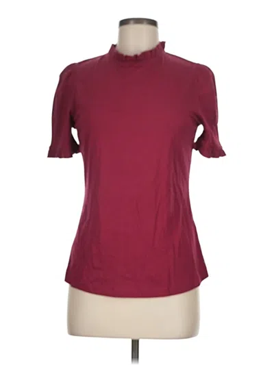 Pre-owned Boden Short Sleeve Top Burgundy Mock Neckline Tops