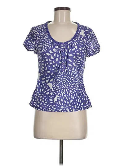 Pre-owned Boden Short Sleeve Top Purple Keyhole Neckline Tops