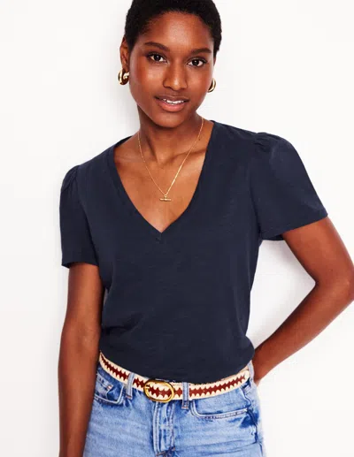 Boden T-shirt Mit V-ausschnitt-marineblaue In Blue