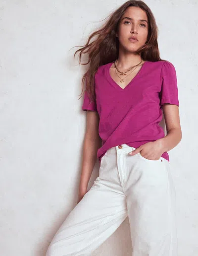 Boden T-shirt Mit V-ausschnitt-sattes Magenta In Pink