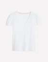 Boden Short Sleeve V Neck T-shirt White Women  In White