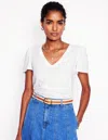 BODEN SHORT SLEEVE V NECK TSHIRTWHITE WOMEN BODEN