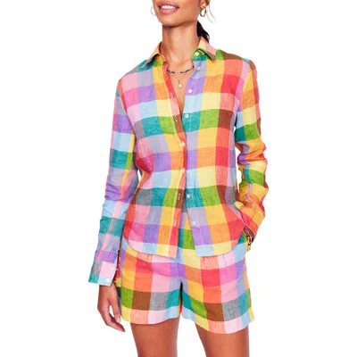 Boden Sienna Check Linen Button-up Shirt In Multi Gingham