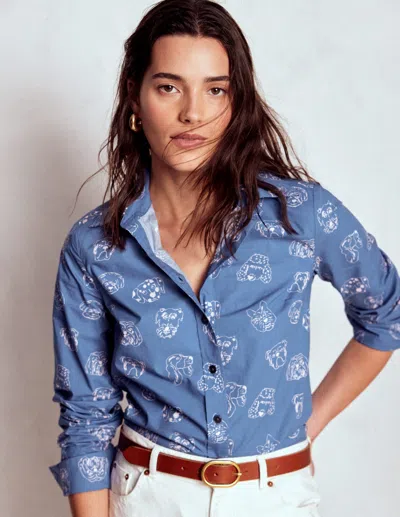 Boden Sienna Cotton Shirt Blue, Multi Dogs