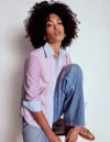 Boden Sienna Cotton Shirt Hotched, Multi Stripe Women  In Pink