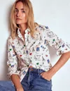 Boden Sienna Cotton Shirt Ivory, Postcard From Paris  In Multi