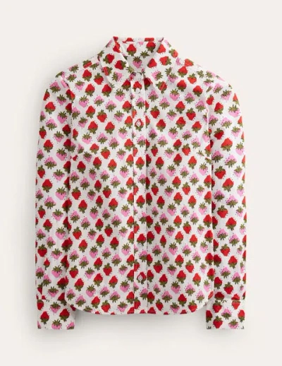 Boden Sienna Cotton Shirt Ivory, Strawberry Pop Women