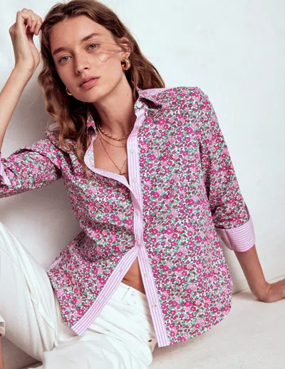 Boden Sienna Cotton Shirt Pop Pansy, Apple Blossom  In Multi