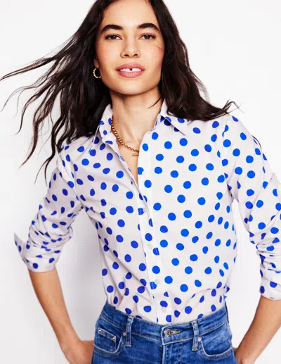 Boden Sienna Cotton Shirtivory, Blue Abstract Dot Women  In Ivory/ Blue Abstract Dot