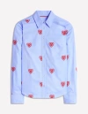 Boden Sienna Embroidered Shirtmushroom, Blue Stripe Women  In Blue Oxford/ Hearts