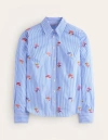 Boden Sienna Embroidered Shirtmushroom, Blue Stripe Women  In Mushroom/ Blue Stripe