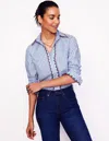 Boden Sienna Embroidered Shirtmulti, Blue And Ivory Stripe Women  In Multi/ Blue And Ivory Stripe