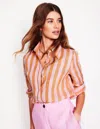 Boden Sienna Stripe Linen Button-up Shirt In Firecracker And Pink Stripe