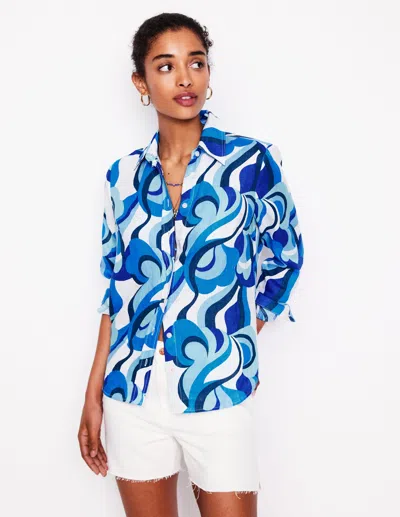 Boden Sienna Linen Shirtmulti Abstarct Swirl Women
